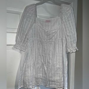 White Puffy Short Sleeve Babydoll Dress